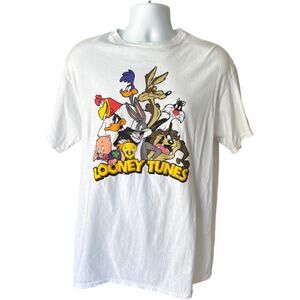 Looney Tunes Characters Graphic Tee Delta Pro Weight White L 100% Cotton